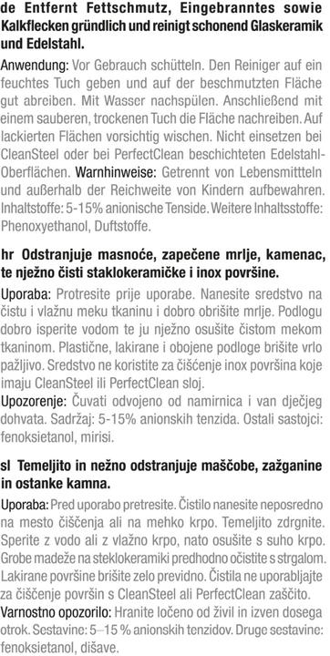  Cam seramik/çelik temizleyici, 250 ml